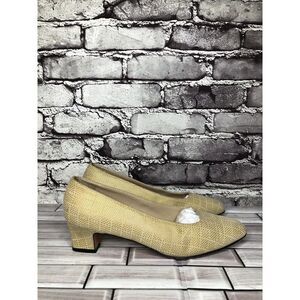 Salvatore Ferragamo Beige Leather Geometric Dress Pump Heels Women 7.5B US/38EU